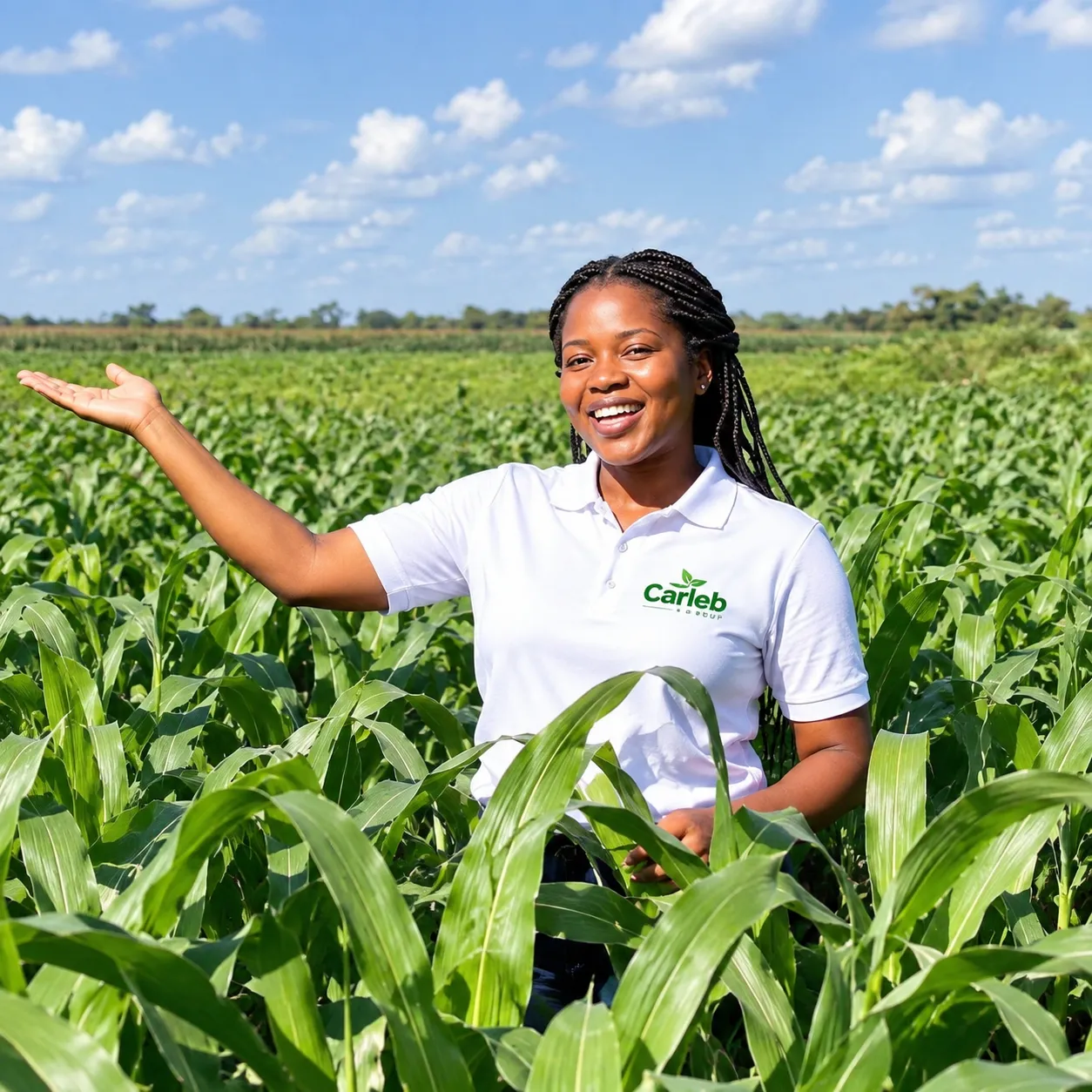 Agricultrice au cœur d’un champ de maïs