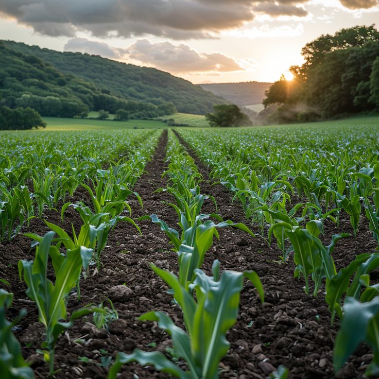 Champ cultivé en rangées au Bénin